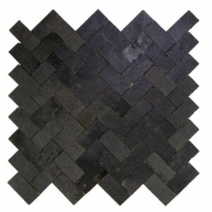 W4203 Mosaique Terre De Zellige 2.4X4.9 Cm Chevron 28.3X27.5 Cm 52 Noir Métal