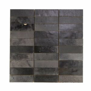 W4205 Mosaique Terre De Zellige 3X10 Cm Sur Plaque De 30.3X30 Cm 52 Noir Métal