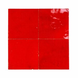 W4227 Carreau Terre De Zellige Vrac 10X10Cm 46 Rouge Pétillant