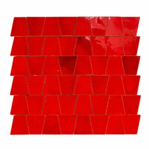 W4240 Mosaique Terre De Zellige Forme Trapeze 3.1X4.9 Cm 32.5X30 Cm 46 Rouge Pétillant