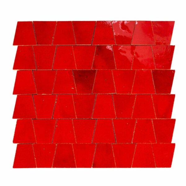 W4240 Mosaique Terre De Zellige Forme Trapeze 3.1X4.9 Cm 32.5X30 Cm 46 Rouge Pétillant