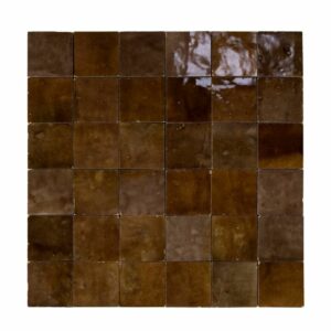 W4241 Mosaique Terre De Zellige 5X5 Cm Sur Plaque De 30X30 Cm 43 Taupe