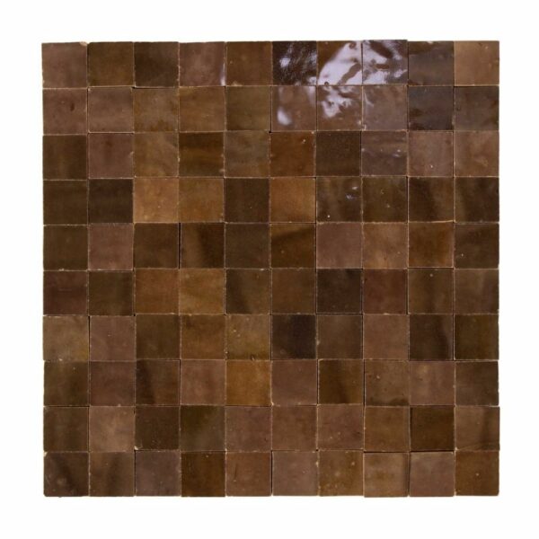 W4245 Mosaique Terre De Zellige 3X3 Cm Sur Plaque De 30.5X30.5 Cm 43 Taupe