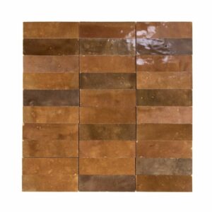 W4246 Mosaique Terre De Zellige 3X10 Cm Sur Plaque De 30.3X30 Cm 43 Taupe