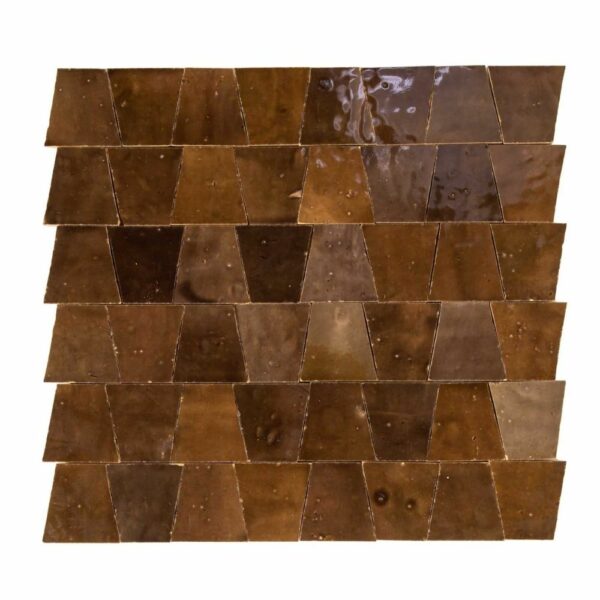 W4247 Mosaique Terre De Zellige Forme Trapeze 3.1X4.9 Cm 32.5X30 Cm 43 Taupe