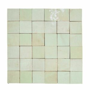 W4249 Mosaique Terre De Zellige 5X5 Cm Sur Plaque De 30X30 Cm Vert 42 Tilleul