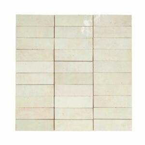 W4253 Mosaique Terre De Zellige 3X10 Cm Sur Plaque De 30.3X30 Cm Vert 42 Tilleul