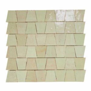 W4254 Mosaique Terre De Zellige Forme Trapeze 3.1X4.9 Cm 32.5X30 Cm Vert 42 Tilleul