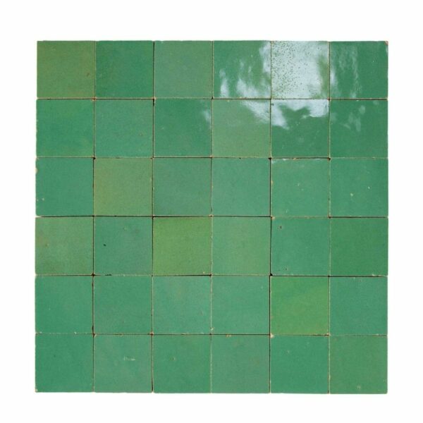 W4257 Mosaique Terre De Zellige 5X5 Cm Sur Plaque De 30X30 Cm 15 Vert d'Eau