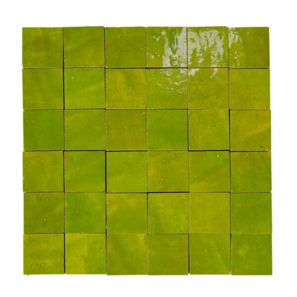 W4260 Mosaique Terre De Zellige 5X5 Cm Sur Plaque De 30X30 Cm 22 Vert tendre