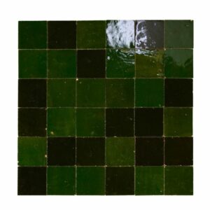 W4270 Mosaique Terre De Zellige 5X5 Cm Sur Plaque De 30X30 Cm 60 Vert Babylone