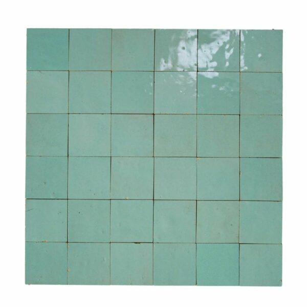 W4285 Mosaique Terre De Zellige 5X5 Cm Sur Plaque De 30X30 Cm 81 New Aqua Green