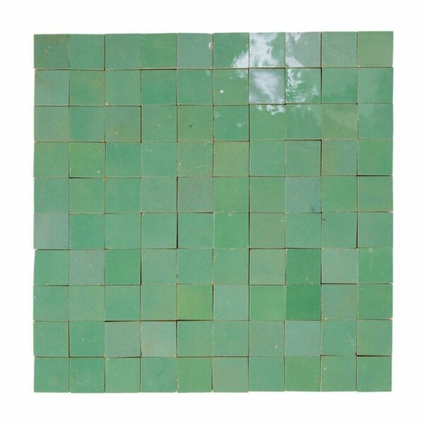 W4289 Mosaique Terre De Zellige 3X3 Cm Sur Plaque De 30.5X30.5 Cm 15 Vert d'Eau