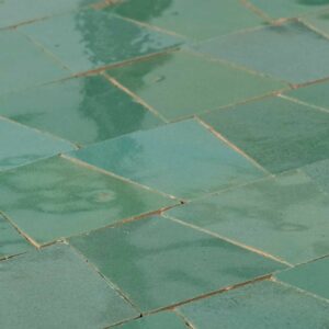 W4291 Mosaique Terre De Zellige Forme Trapeze 3.1X4.9 Cm 32.5X30 Cm 15 Vert d'Eau