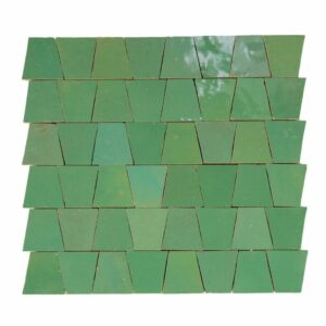 W4291 Mosaique Terre De Zellige Forme Trapeze 3.1X4.9 Cm 32.5X30 Cm 15 Vert d'Eau