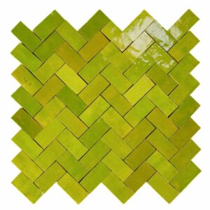 W4292 Mosaique Terre De Zellige 2.4X4.9 Cm Chevron 28.3X27.5 Cm 22 Vert tendre