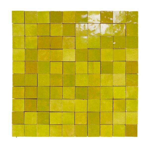 W4293 Mosaique Terre De Zellige 3X3 Cm Sur Plaque De 30.5X30.5 Cm 22 Vert tendre