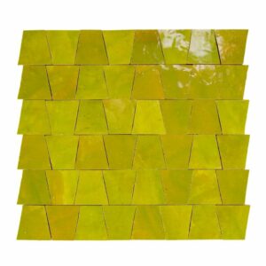 W4295 Mosaique Terre De Zellige Forme Trapeze 3.1X4.9 Cm 32.5X30 Cm 22 Vert tendre