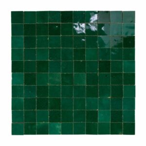 W4301 Mosaique Terre De Zellige 3X3 Cm Sur Plaque De 30.5X30.5 Cm 36 Vert Menthe