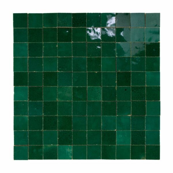 W4301 Mosaique Terre De Zellige 3X3 Cm Sur Plaque De 30.5X30.5 Cm 36 Vert Menthe