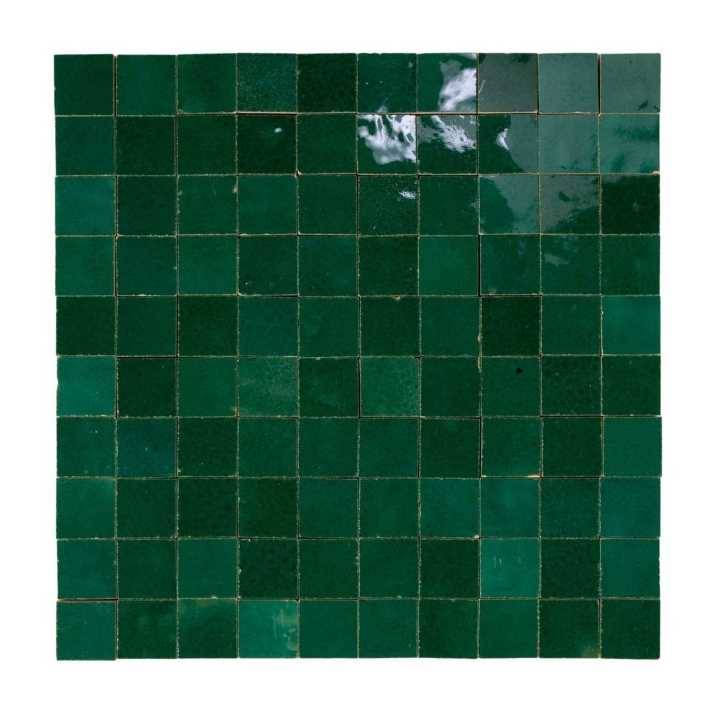 W4301 Mosaique Terre De Zellige 3X3 Cm Sur Plaque De 30.5X30.5 Cm 36 Vert Menthe