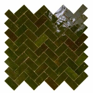 W4304 Mosaique Terre De Zellige 2.4X4.9 Cm Chevron 28.3X27.5 Cm 44 Vert Empire