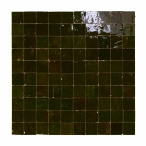 W4305 Mosaique Terre De Zellige 3X3 Cm Sur Plaque De 30.5X30.5 Cm 44 Vert Empire