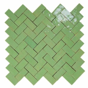 W4312 Mosaique Terre De Zellige 2.4X4.9 Cm Chevron 28.3X27.5 Cm 61 Amande