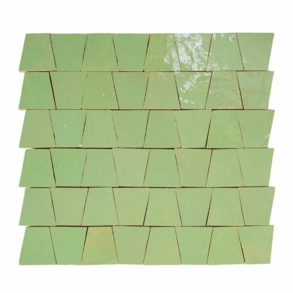 W4315 Mosaique Terre De Zellige Forme Trapeze 3.1X4.9 Cm 32.5X30 Cm 61 Amande