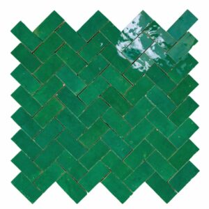 W4316 Mosaique Terre De Zellige 2.4X4.9 Cm Chevron 28.3X27.5 Cm 63 Emeraude