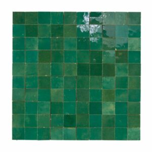 W4317 Mosaique Terre De Zellige 3X3 Cm Sur Plaque De 30.5X30.5 Cm 63 Emeraude