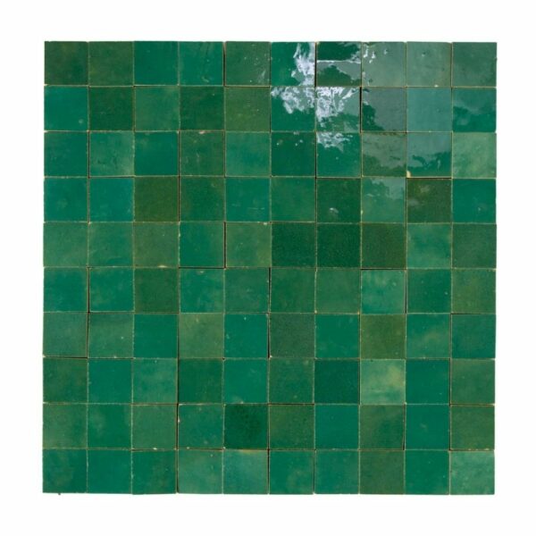 W4317 Mosaique Terre De Zellige 3X3 Cm Sur Plaque De 30.5X30.5 Cm 63 Emeraude