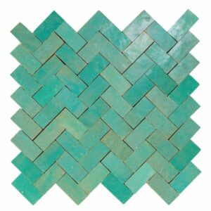 W4320 Mosaique Terre De Zellige 2.4X4.9 Cm Chevron 28.3X27.5 Cm 64 Vert Pacific