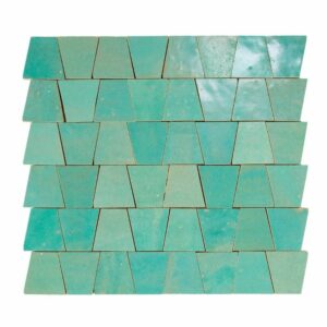 W4323 Mosaique Terre De Zellige Forme Trapeze 3.1X4.9 Cm 32.5X30 Cm 64 Vert Pacific