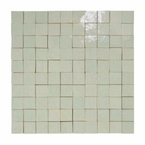 W4325 Mosaique Terre De Zellige 3X3 Cm Sur Plaque De 30.5X30.5 Cm 80 Vert Abseinth