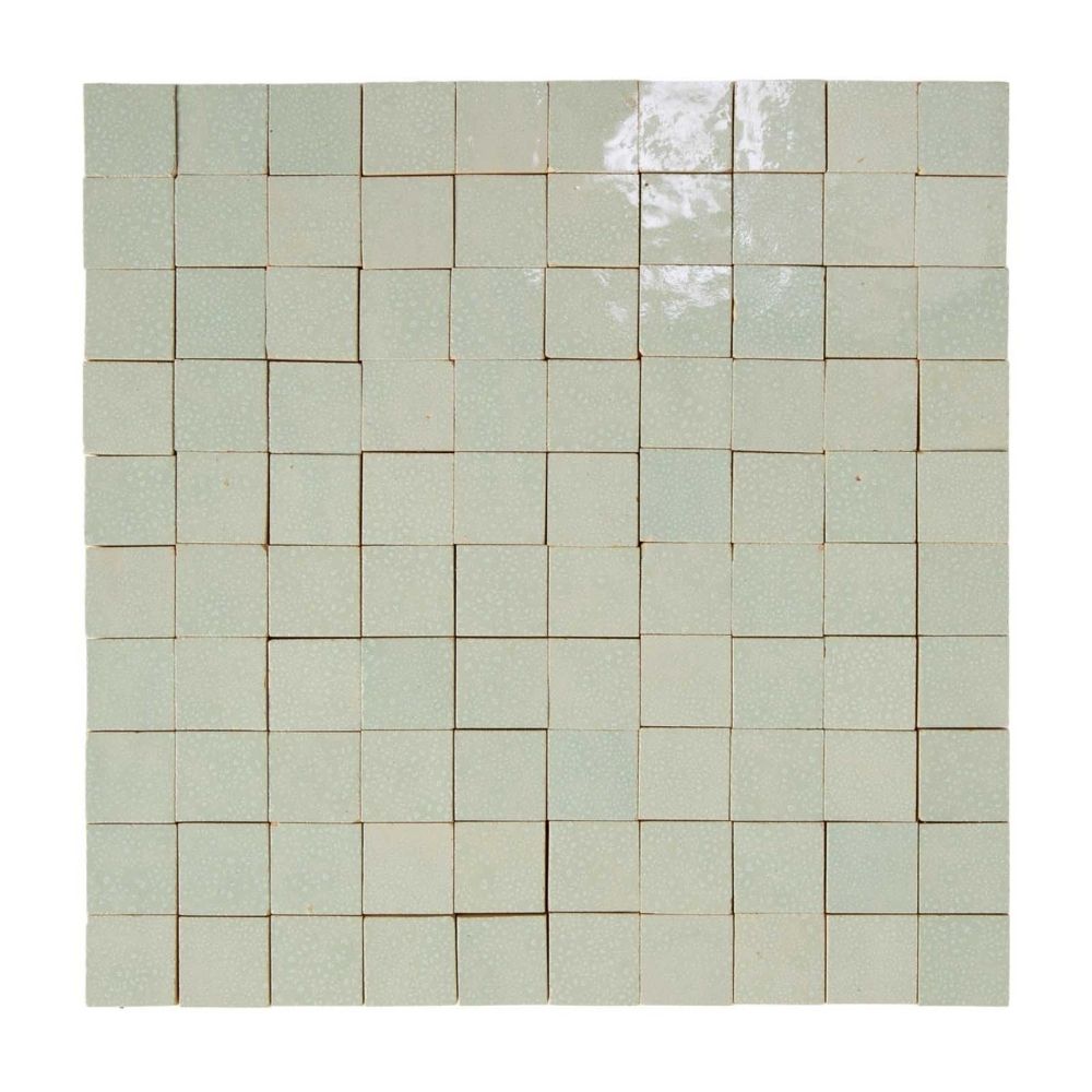 W4325 Mosaique Terre De Zellige 3X3 Cm Sur Plaque De 30.5X30.5 Cm 80 Vert Abseinth