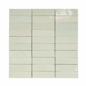 W4326 Mosaique Terre De Zellige 3X10 Cm Sur Plaque De 30.3X30 Cm 80 Vert Abseinth