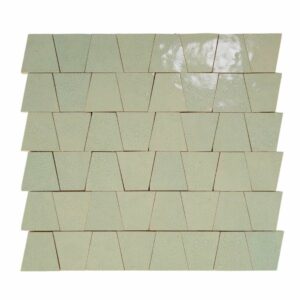 W4327 Mosaique Terre De Zellige Forme Trapeze 3.1X4.9 Cm 32.5X30 Cm 80 Vert Abseinth