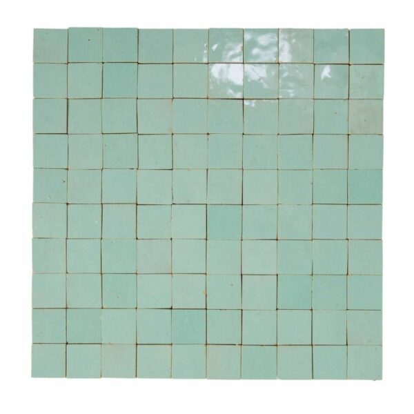 W4329 Mosaique Terre De Zellige 3X3 Cm Sur Plaque De 30.5X30.5 Cm 81 New Aqua Green