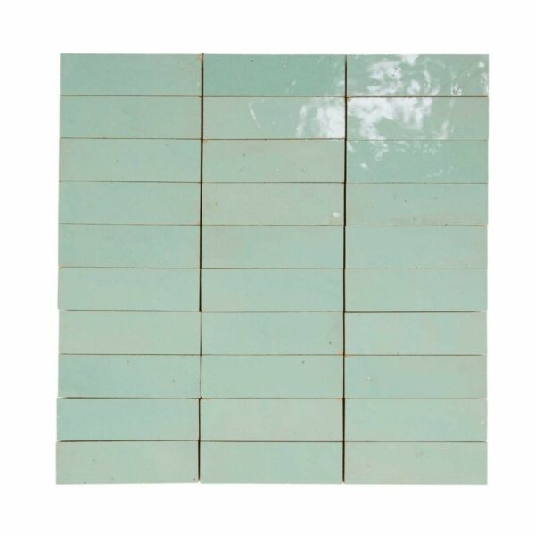 W4330 Mosaique Terre De Zellige 3X10 Cm Sur Plaque De 30.3X30 Cm 81 New Aqua Green