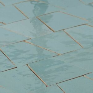 W4331 Mosaique Terre De Zellige Forme Trapeze 3.1X4.9 Cm 32.5X30 Cm 81 New Aqua Green