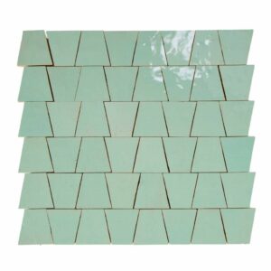 W4331 Mosaique Terre De Zellige Forme Trapeze 3.1X4.9 Cm 32.5X30 Cm 81 New Aqua Green