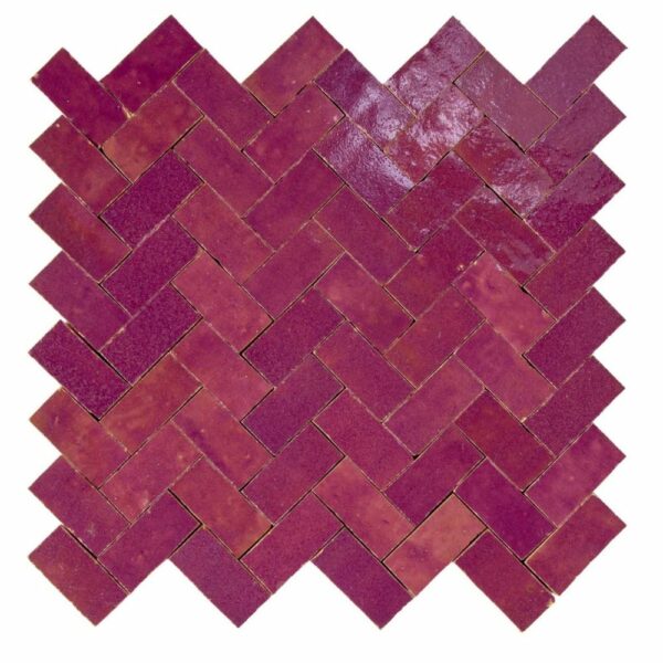 W4335 Mosaique Terre De Zellige 2.4X4.9 Cm Chevron 28.3X27.5 Cm 18 Violet