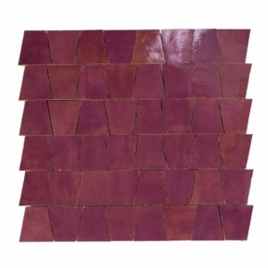 W4338 Mosaique Terre De Zellige Forme Trapeze 3.1X4.9 Cm 32.5X30 Cm 18 Violet